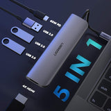 NNEDSZ TypeC 5 in 1 Adaptor - HDMI  USB 3.0*3  TypeC PD Power Converter (50209)
