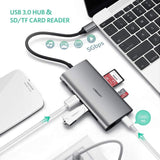 NNEDSZ Type C 8 in 1 Multifultion adaptor VGA/RJ45/USB3.0 x 3/SD/TF/TypeC PD Protocal (50539)