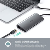 NNEDSZ Type C 8 in 1 Multifultion adaptor VGA/RJ45/USB3.0 x 3/SD/TF/TypeC PD Protocal (50539)