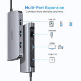 NNEDSZ Type C 6 in 1 Multifultion adaptor HDMI/RJ45/USB3.0 x 3/TypeC PD Protocal (50771)