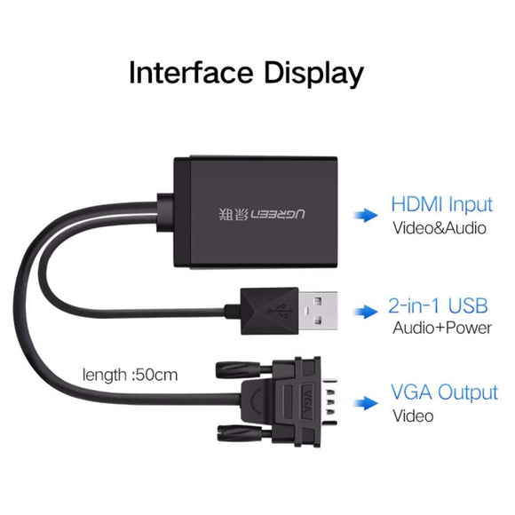 NNEDSZ VGA to HDMI Converter BLACK 60814