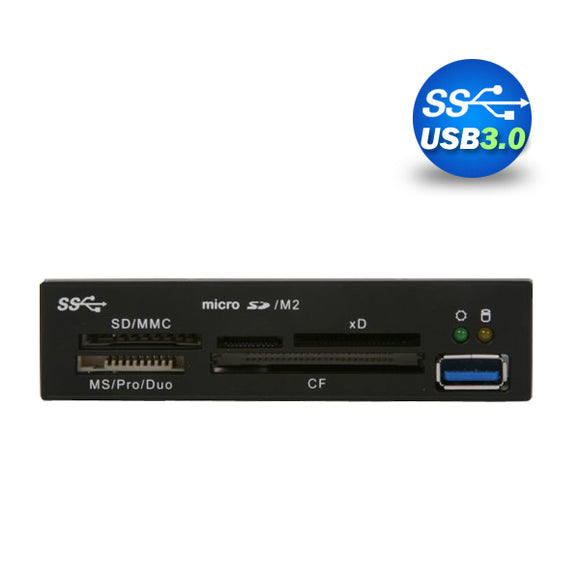 NNEDSZ 3.5 USB 3.0 All in One Internal Card Reader Full Long Metal with Front USB Black