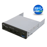 NNEDSZ 3.5 USB 3.0 All in One Internal Card Reader Full Long Metal with Front USB Black