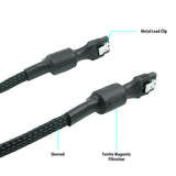 NNEDSZ CA110S Premium SATA 3 HDD SSD Data Cable Sleeved with Ferrite Bead Lead Clip Straight