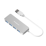 NNEDSZ CH319 Ultra Slim Aluminium 4 Port USB 3.0 Hub for PC Mac Laptop Silver
