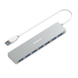 NNEDSZ  CH372 Ultra Slim Aluminium 7 Port USB 3.0 Hub Silver