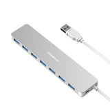 NNEDSZ  CH372 Ultra Slim Aluminium 7 Port USB 3.0 Hub Silver