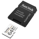 NNEDSZ  HIGH ENDURANCE MICROSDHC CARD SQQNR 64G UHS-I C10 U3 V30 100MB/S R 40MB/S W SD ADAPTOR SDSQQNR-064G-GN6IA
