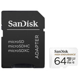 NNEDSZ  HIGH ENDURANCE MICROSDHC CARD SQQNR 64G UHS-I C10 U3 V30 100MB/S R 40MB/S W SD ADAPTOR SDSQQNR-064G-GN6IA