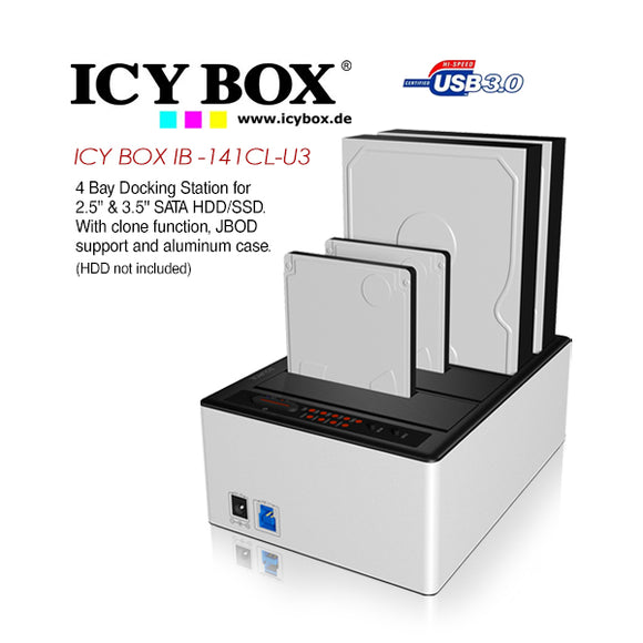 NNEDSZ 4 bay JBOD docking and cloning station with USB 3.0 for SATA hard disks and SSDs (IB-141CL-U3)