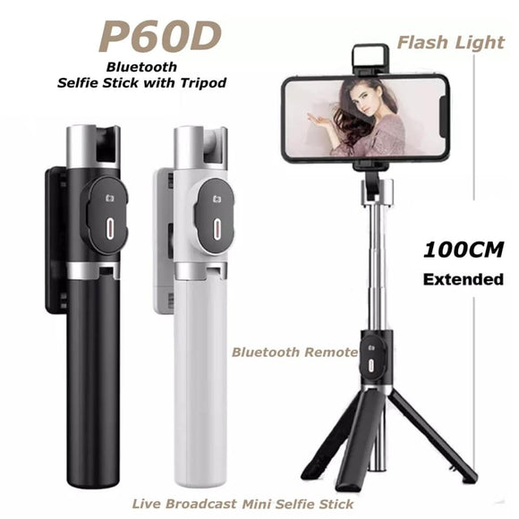 NNEDSZ P60 Bluetooth Selfie Stick and Tripod with Remote (Stainless Steel)