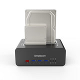 NNEDSZ SD352 USB 3.0 to Dual SATA Aluminium Docking Station with 3-Port Hub and 1 Port 2.1A USB Charger