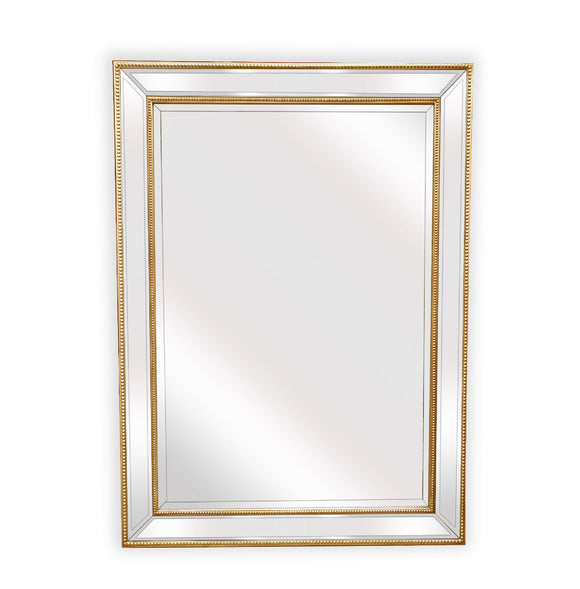 NNEDSZ Gold Beaded Framed Mirror - Rectangle 80cm x 110cm