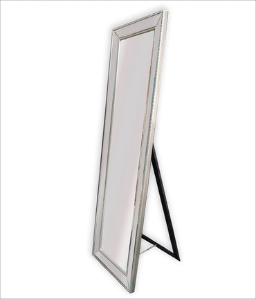 NNEDSZ Silver Beaded Framed Mirror - Free Standing 50cm x 170cm