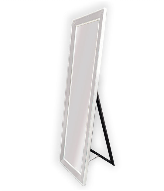 NNEDSZ White Beaded Framed Mirror - Free Standing 50cm x 170cm