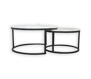 NNEDSZ Nesting Style Coffee Table - White on Black - 80cm/60cm