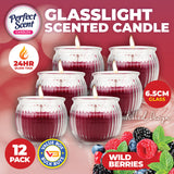 NNEDSZ Perfect Scent 12PCE Wild Berries Scented Fragrant Candle Glass Holder 6.5cm