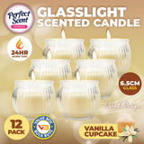 NNEDSZ Perfect Scent 12PCE Vanilla Scented Fragrant Candle Glass Holder 6.5cm