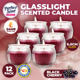 NNEDSZ Perfect Scent 12PCE Black Cherry Scented Fragrant Candle Glass Holder 6.5cm
