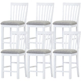 NNEDSZ Laelia Tall Bar Chair Stool Set of 6 Solid Acacia Wood Coastal Furniture - White