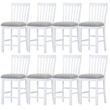 NNEDSZ Laelia Tall Bar Chair Stool Set of 8 Solid Acacia Wood Coastal Furniture - White