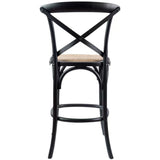 NNEDSZ 2pc Crossback Bar Stools Dining Chair Solid Birch Timber Rattan Seat Black