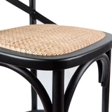 NNEDSZ 2pc Crossback Bar Stools Dining Chair Solid Birch Timber Rattan Seat Black