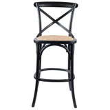 NNEDSZ 4pc Crossback Bar Stools Dining Chair Solid Birch Timber Rattan Seat Black