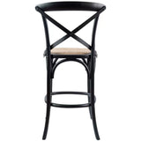 NNEDSZ 4pc Crossback Bar Stools Dining Chair Solid Birch Timber Rattan Seat Black