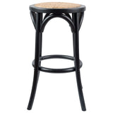 NNEDSZ 2pc Round Bar Stools Dining Stool Chair Solid Birch Wood Rattan Seat Black