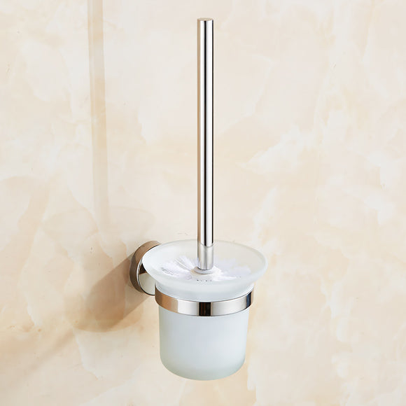NNEDSZ Toilet Brush Holder Wall Mount Rustproof Frosted Glass for Bathroom