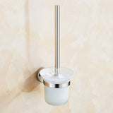 NNEDSZ Toilet Brush Holder Wall Mount Rustproof Frosted Glass for Bathroom