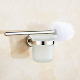 NNEDSZ Toilet Brush Holder Wall Mount Rustproof Frosted Glass for Bathroom