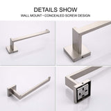 NNEDSZ Square Hand Towel Holder Ring Wall Mounted Modern Towel Bar Bathroom Kitchen