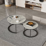 NNEDSZ Interior Ave - Executive Stone Nested Coffee Table Set - White & White