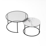 NNEDSZ Interior Ave - Elle Luxe - Marble & Black Nested Coffee Table Set