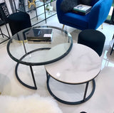 NNEDSZ Interior Ave - Elle Luxe - Marble & Black Nested Coffee Table Set