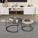NNEDSZ Interior Ave - Elle Luxe - Marble & Black Nested Coffee Table Set