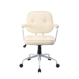 NNEDSZ Louise White Frame Faux Leather Home Office Chair in Beige