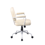 NNEDSZ Louise White Frame Faux Leather Home Office Chair in Beige