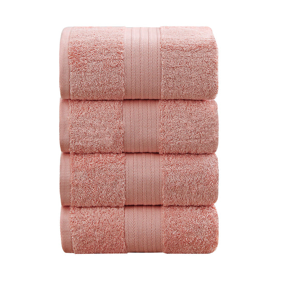 NNEDSZ 4 Piece Cotton Bath Towels Set - Coral