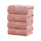 NNEDSZ 4 Piece Cotton Bath Towels Set - Coral
