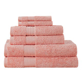 NNEDSZ Luxury 6 Piece Soft and Absorbent Cotton Bath Towel Set - Coral