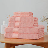 NNEDSZ Luxury 6 Piece Soft and Absorbent Cotton Bath Towel Set - Coral