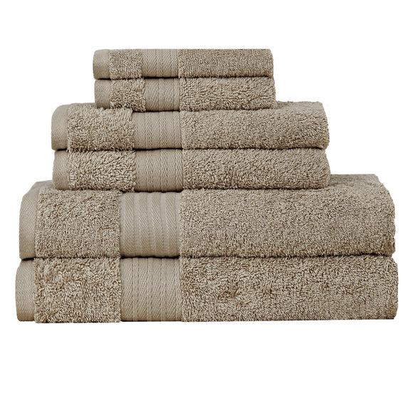 NNEDSZ Luxury 6 Piece Soft and Absorbent Cotton Bath Towel Set - Sandstone