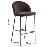 NNEDSZ Nelson Barstool Brown Fabric Steel Black Legs