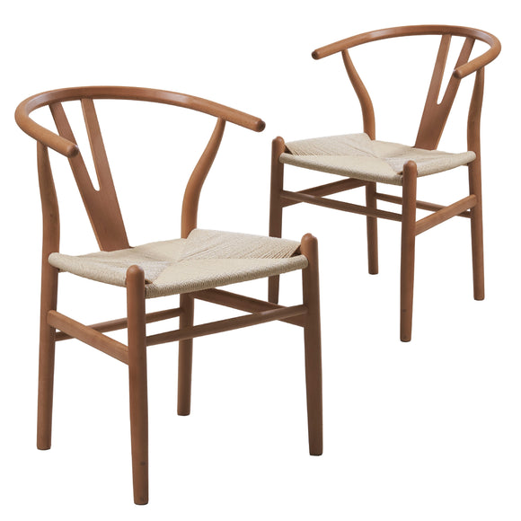 NNEDSZ Natural Hans Wegner Replica Wishbone Chairs (Set of 2)