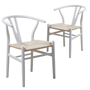 NNEDSZ White Hans Wegner Replica Wishbone Chairs (Set of 2)