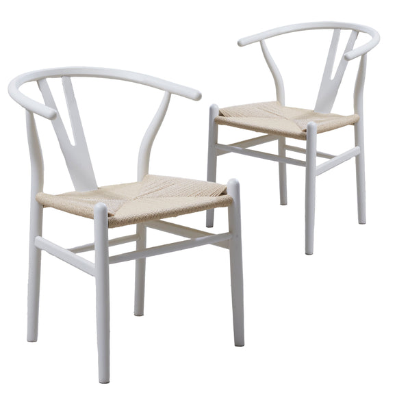 NNEDSZ White Hans Wegner Replica Wishbone Chairs (Set of 2)