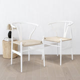 NNEDSZ White Hans Wegner Replica Wishbone Chairs (Set of 2)